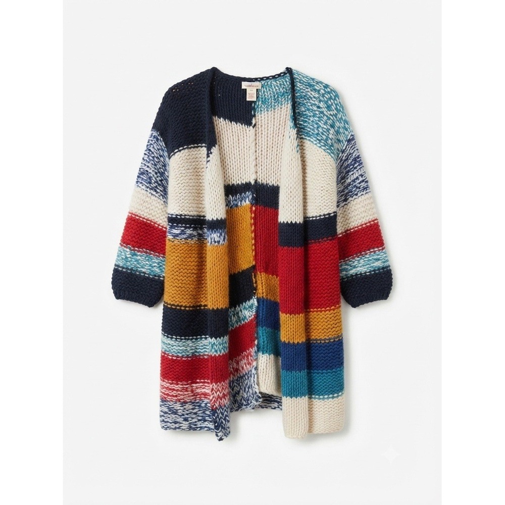 Sundance L Wool Blend Cardigan Crochet Boho Colorful Chic Country Open Oversized